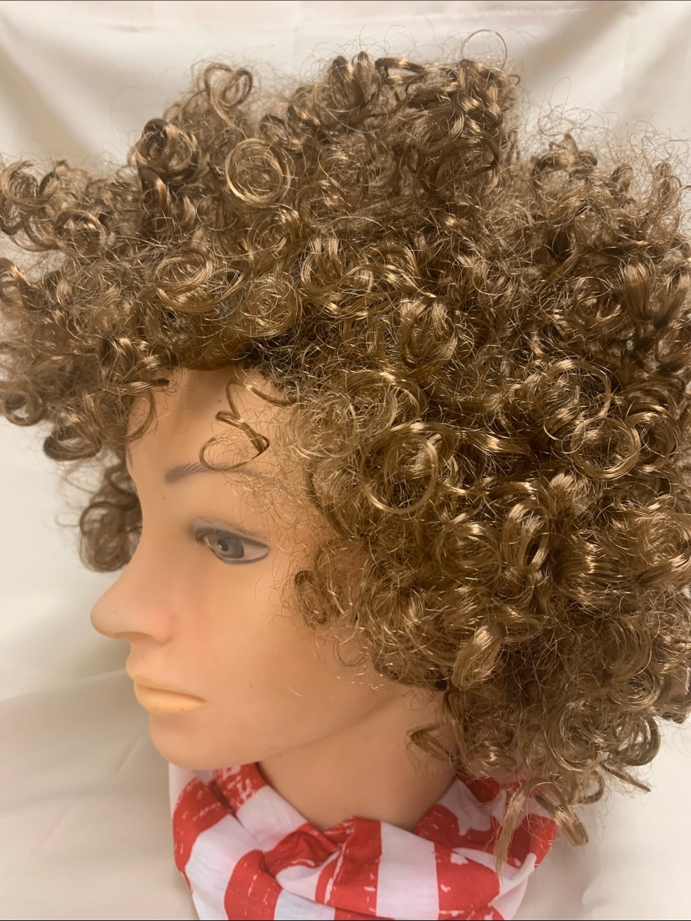 Light Brown Short Curly Afro Wig for Men/Women - Classic Disco Style